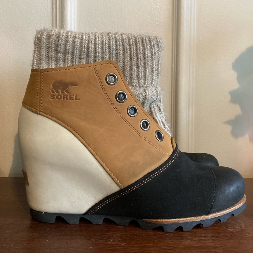 Sorel Boots Joan Of Arctic Sweater Wedge Waterproof Leather Women's Size 9